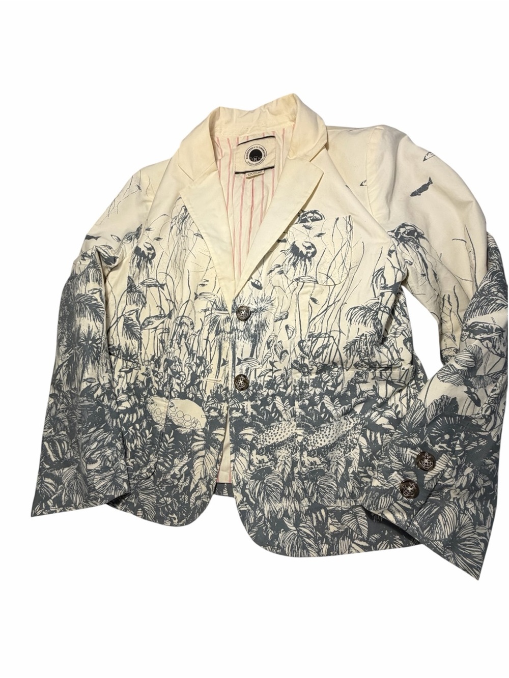 Daughters of the Liberation Sea Nettle Cream Jellyfish Print Blazer Jacket Sz 6 - Picture 6 of 14